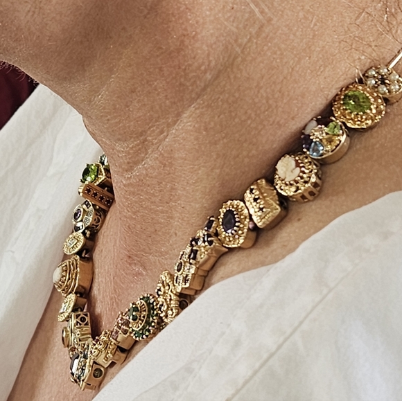 Bright Oval Peridot 14k Solid YG Slide Bracelet Charm / Pendant - Picture 3 of 5